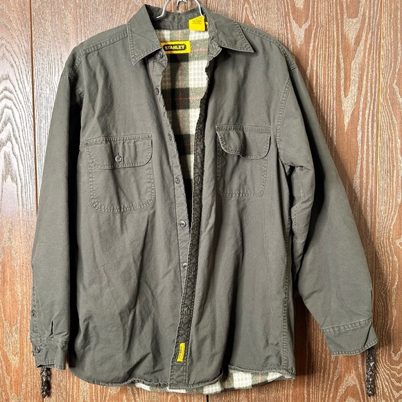 Stanley Shacket Men's M Green Flannel Lined Shirt Jacket Rugged Work Pockets Top - Picture 1 of 9